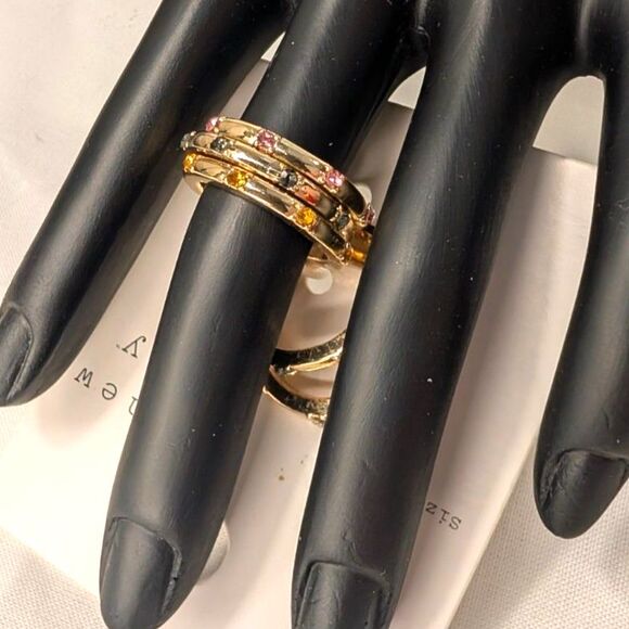 A New Day. Branded Ring Set - Size 7 Rings - Multi "Gemstone" Gold Tone Rings - Picture 2 of 3